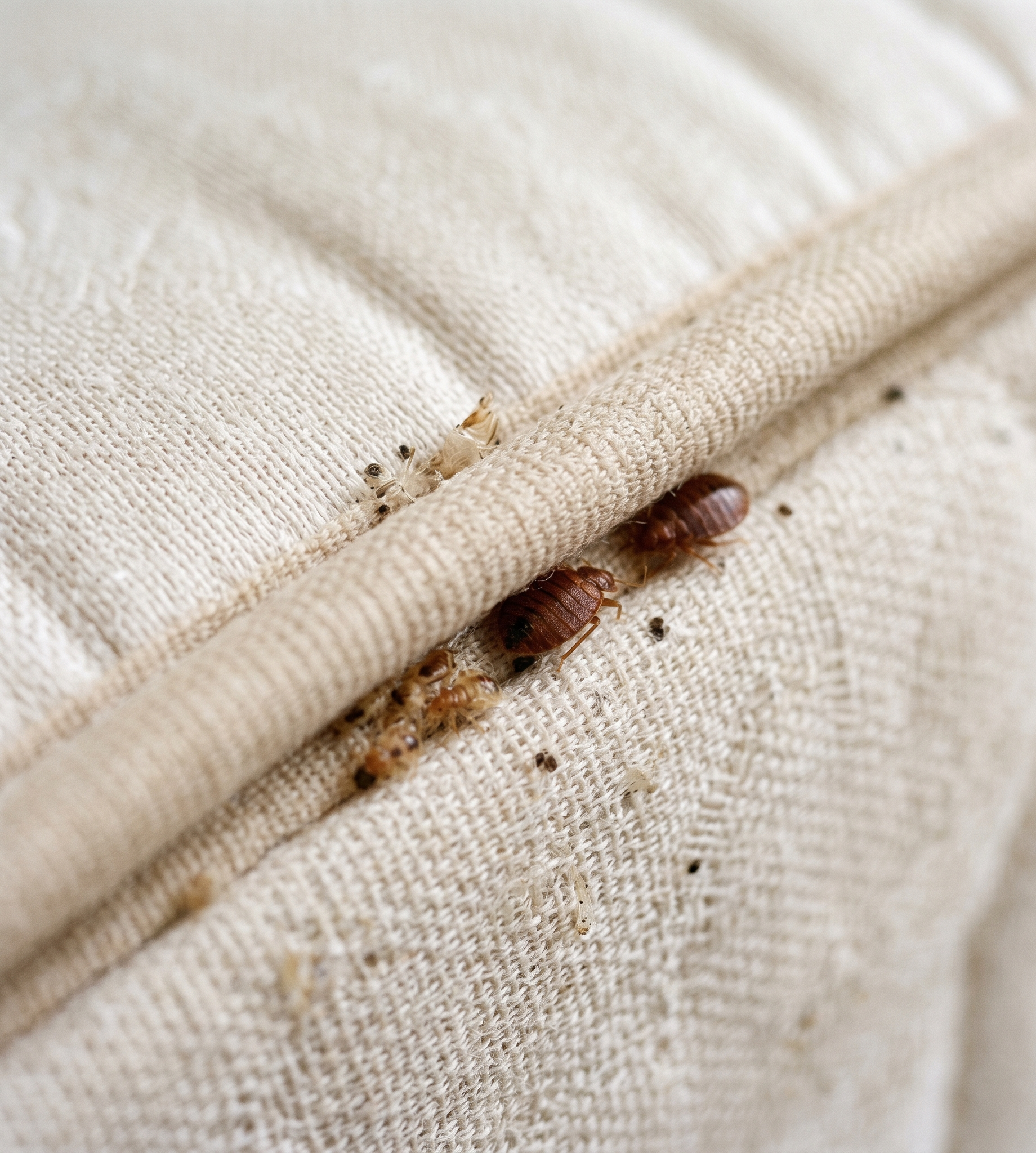 bed bugs hiding along mattress seams